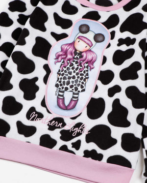 Pigiama bambina pile maculato e rosa bambolina Santoro Gorjuss 56627