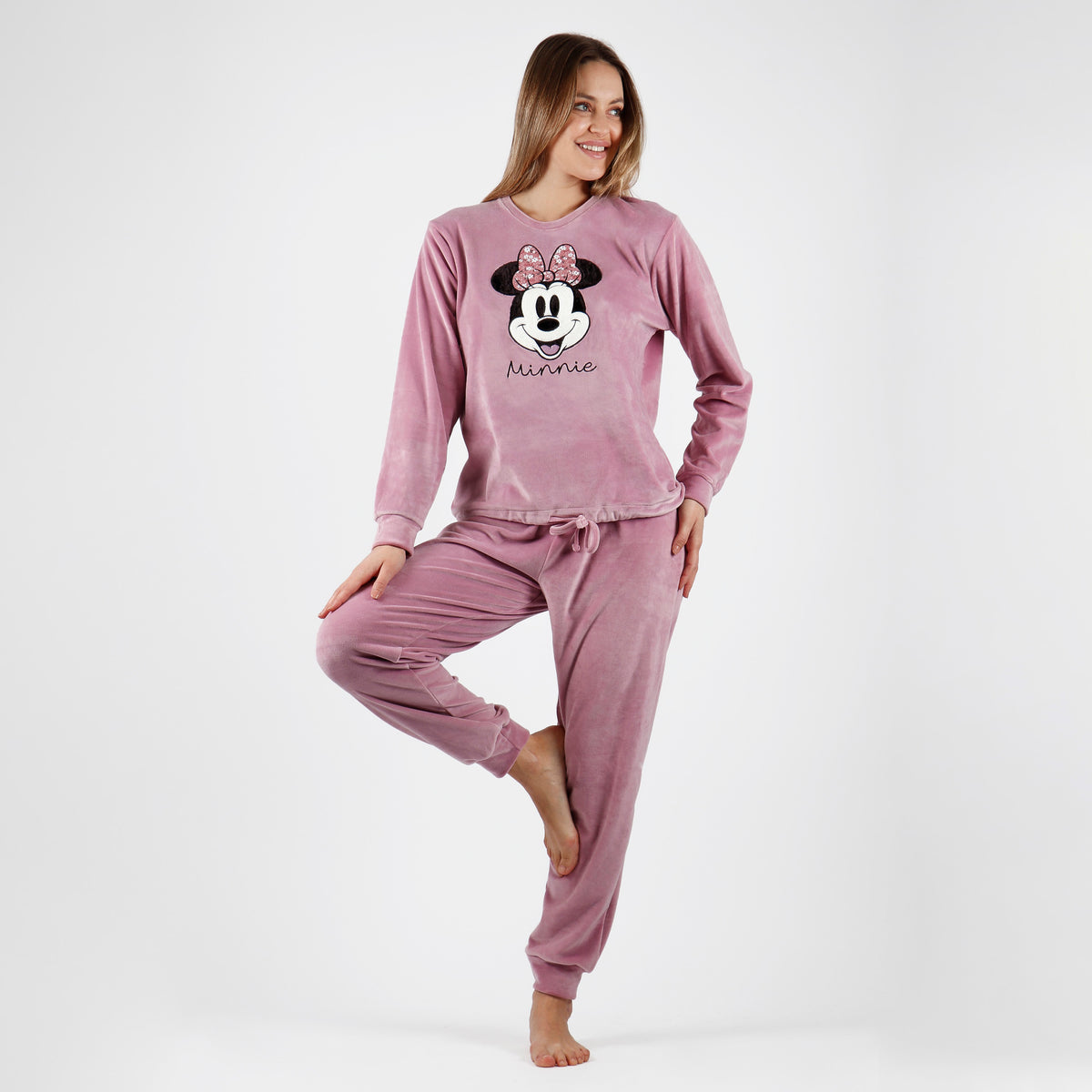Pigiama donna Disney 56975 MInnie invernale in velluto