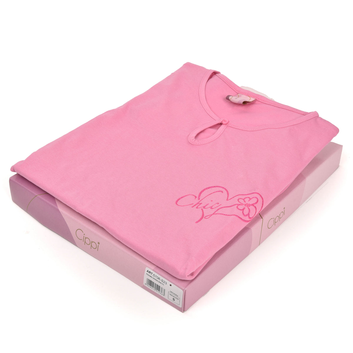 Pigiama donna corto Cippi 5706-S23 cotone rosa orchidea