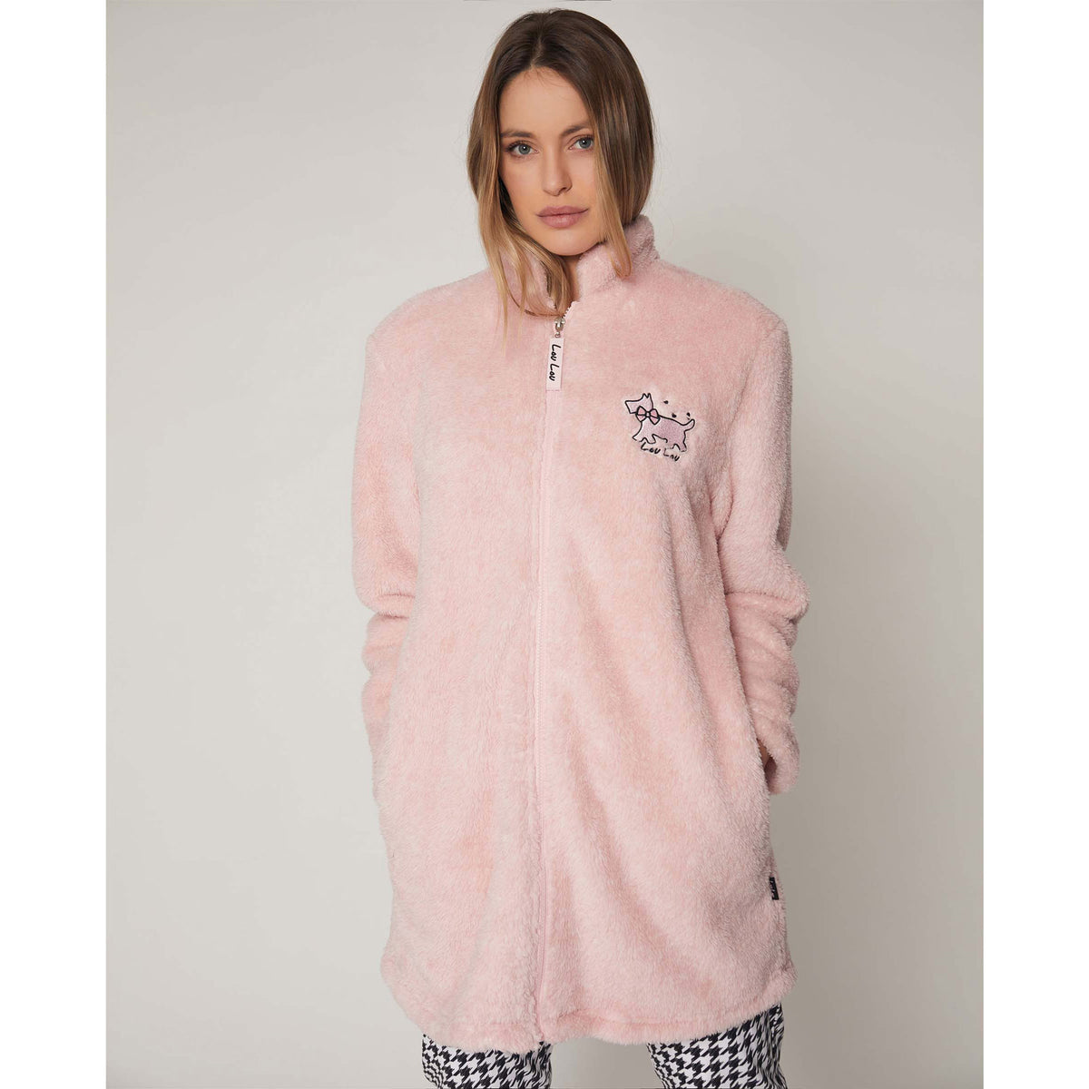 Vestaglia donna Admas 57415 invernale con zip rosa