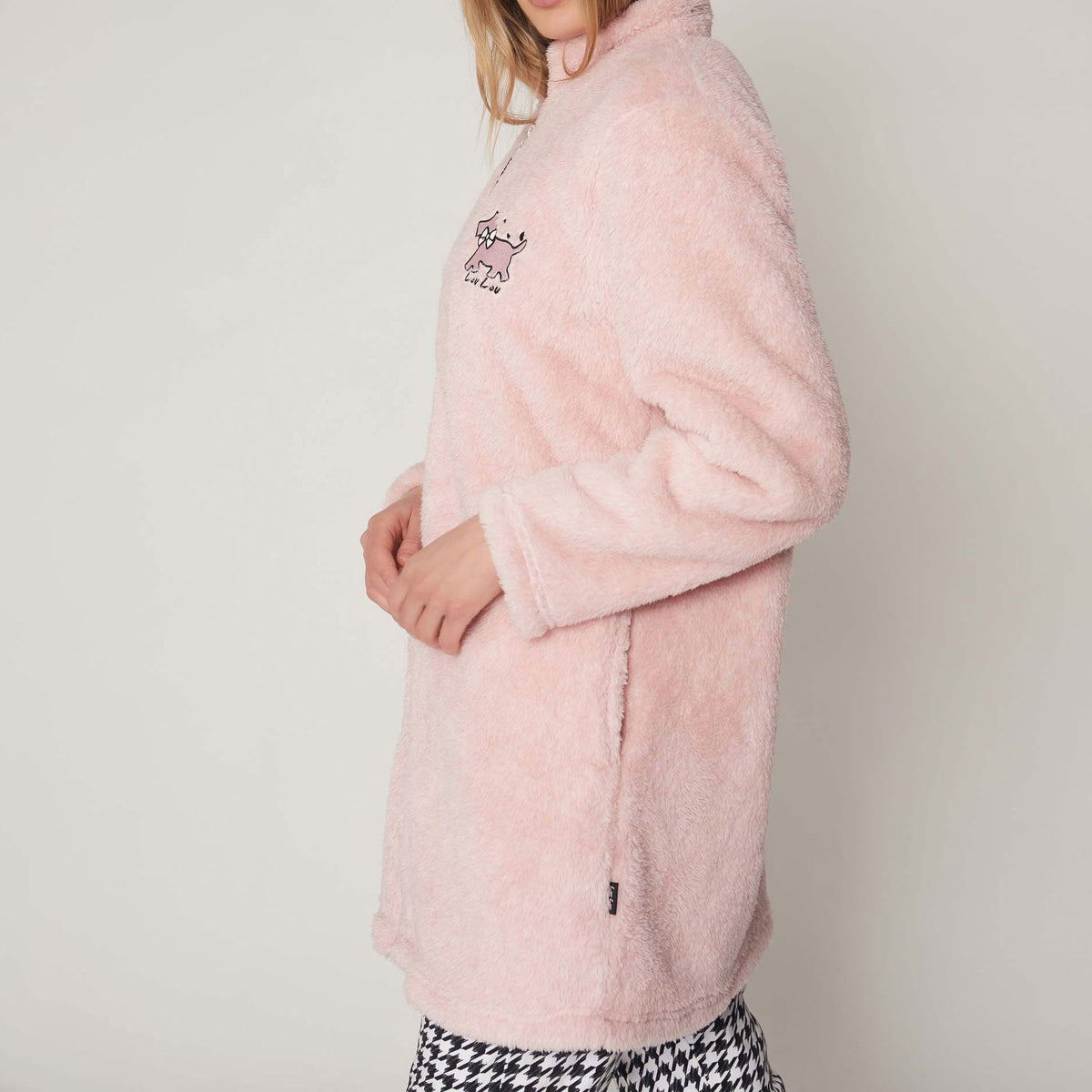 Vestaglia donna Admas 57415 invernale con zip rosa