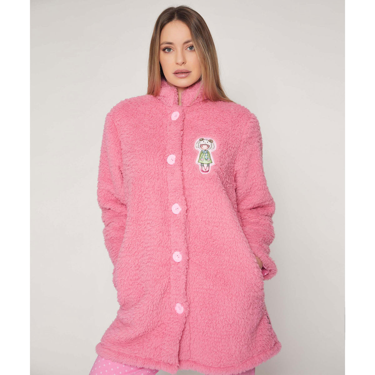 Giacca camera donna Santoro Gorjuss 57419 pile sherpa rosa