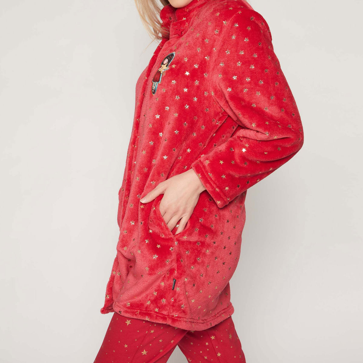 Giacca camera donna Santoro Gorjuss 57421 pile coral con stelline