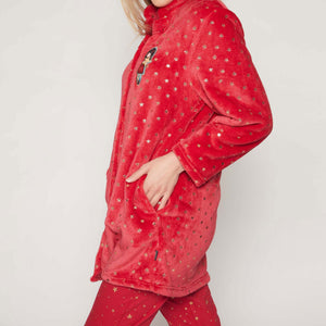 Giacca camera donna Santoro Gorjuss 57421 pile coral con stelline