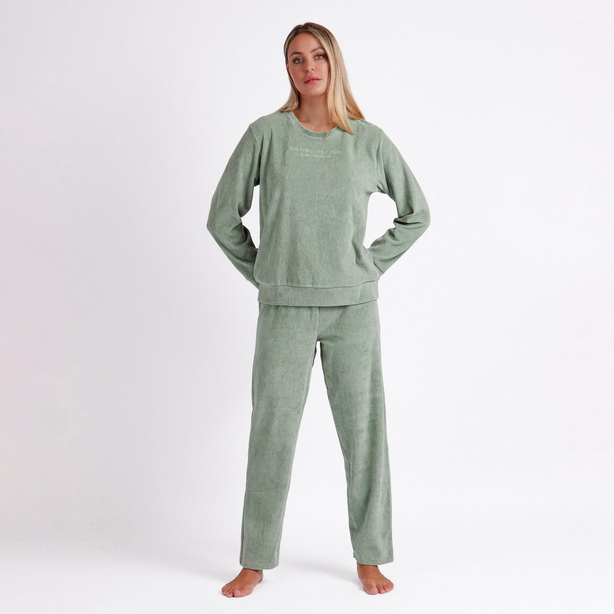 Pigiama donna cotone caldo e vellutino a coste Admas 60091
