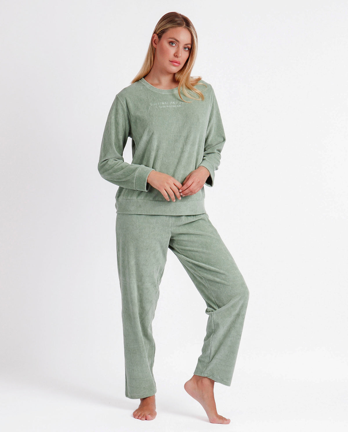 Pigiama donna cotone caldo e vellutino a coste Admas 60091