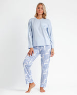 Pigiama donna Admas 60135 cotone celeste bianco