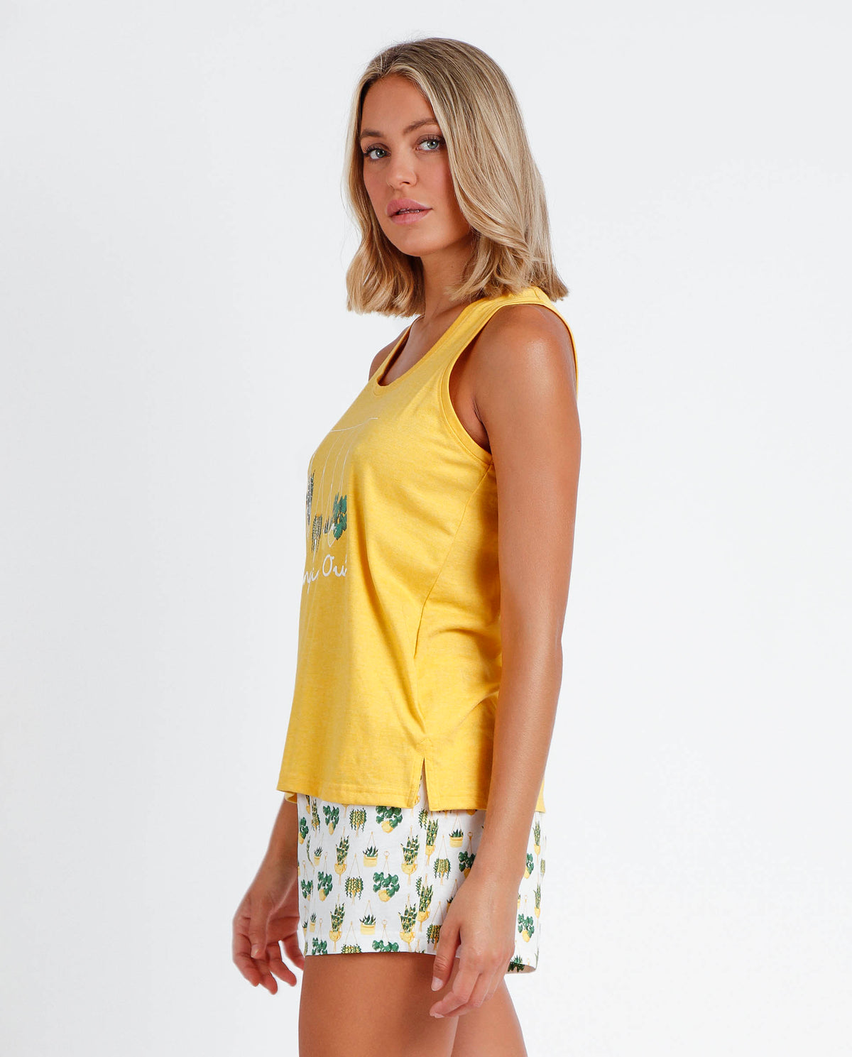 Pigiama donna estivo corto Admas 60166 cotone giallo