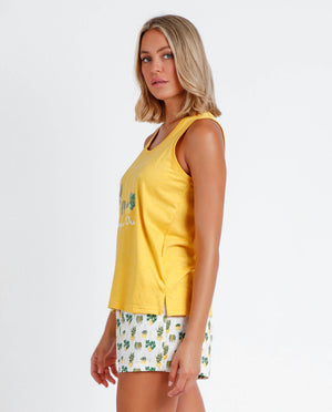 Pigiama donna estivo corto Admas 60166 cotone giallo