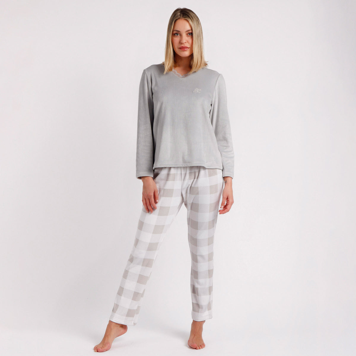 Pigiama donna in velluto elastico grey Admas 60239