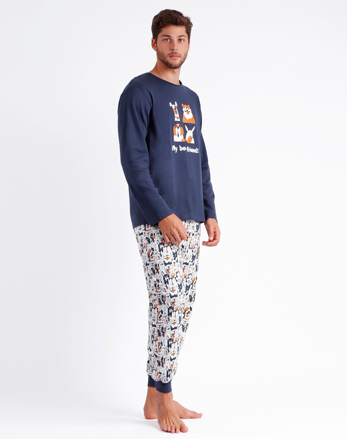 Pigiama uomo cagnolini in caldo cotone Admas 60300 blu