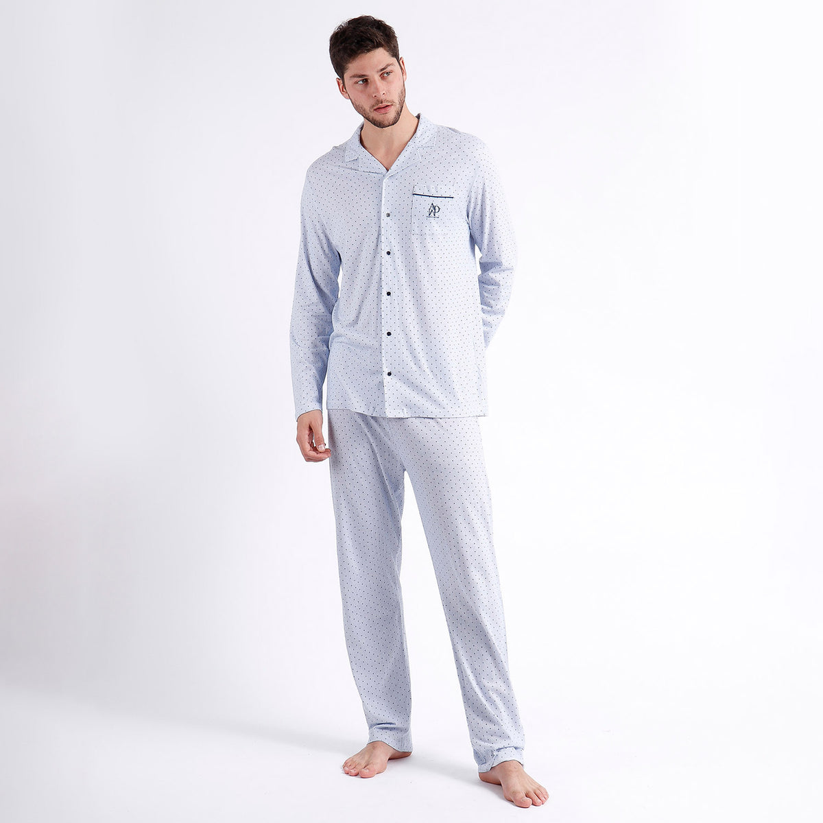 Pigiama uomo maglia aperta cotone e viscosa Admas 60310