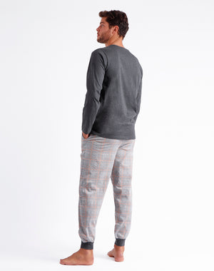 Pigiama uomo caldo cotone pied de poule Admas 60312 grigio