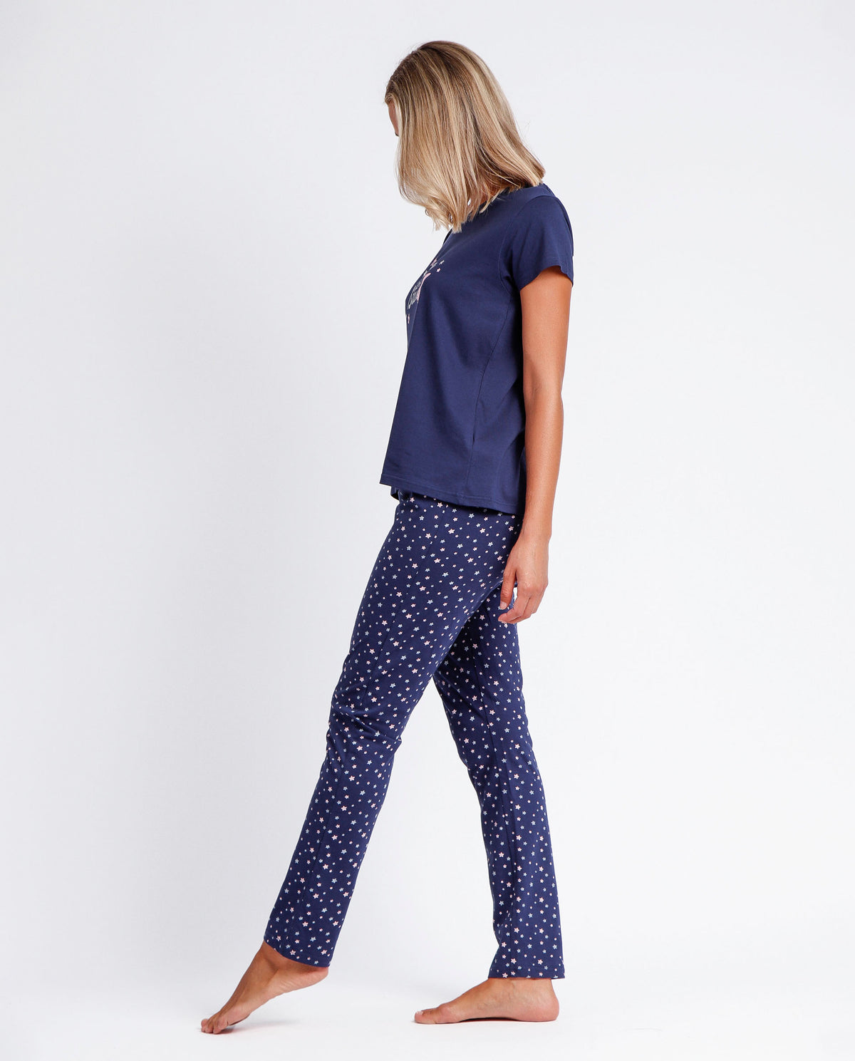Pigiama donna Admas 60400 cotone 100% blu stelle