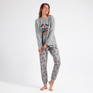 Pigiama donna in cotone felpato Disney Minnie Topolino Admas 60544