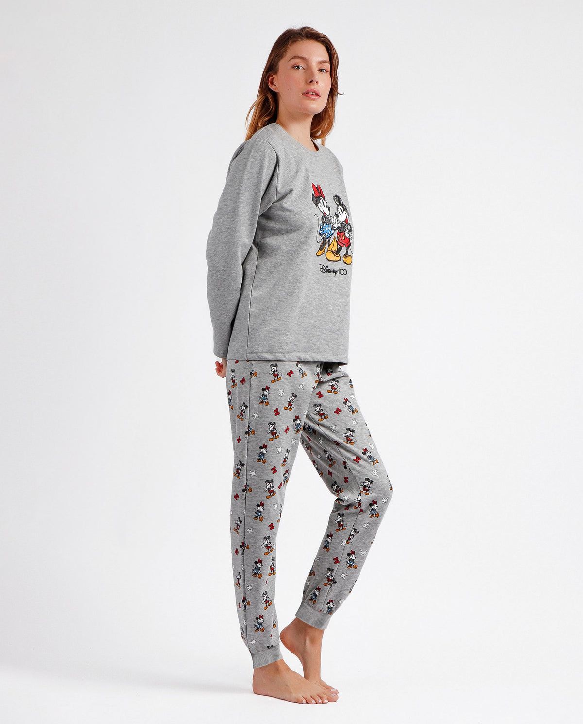 Pigiama donna in cotone felpato Disney Minnie Topolino Admas 60544