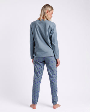 Pigiama donna Santoro Gorjuss 60792 caldo cotone avio