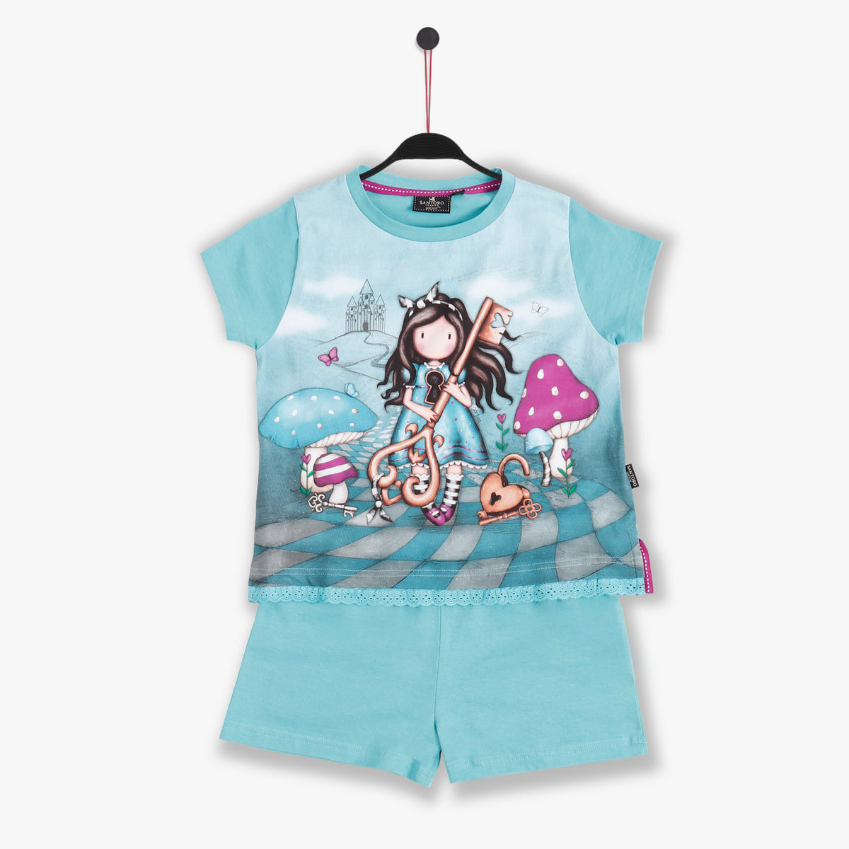 Pigiama bambina Santoro Gorjuss 60831 cotone cotone turchese