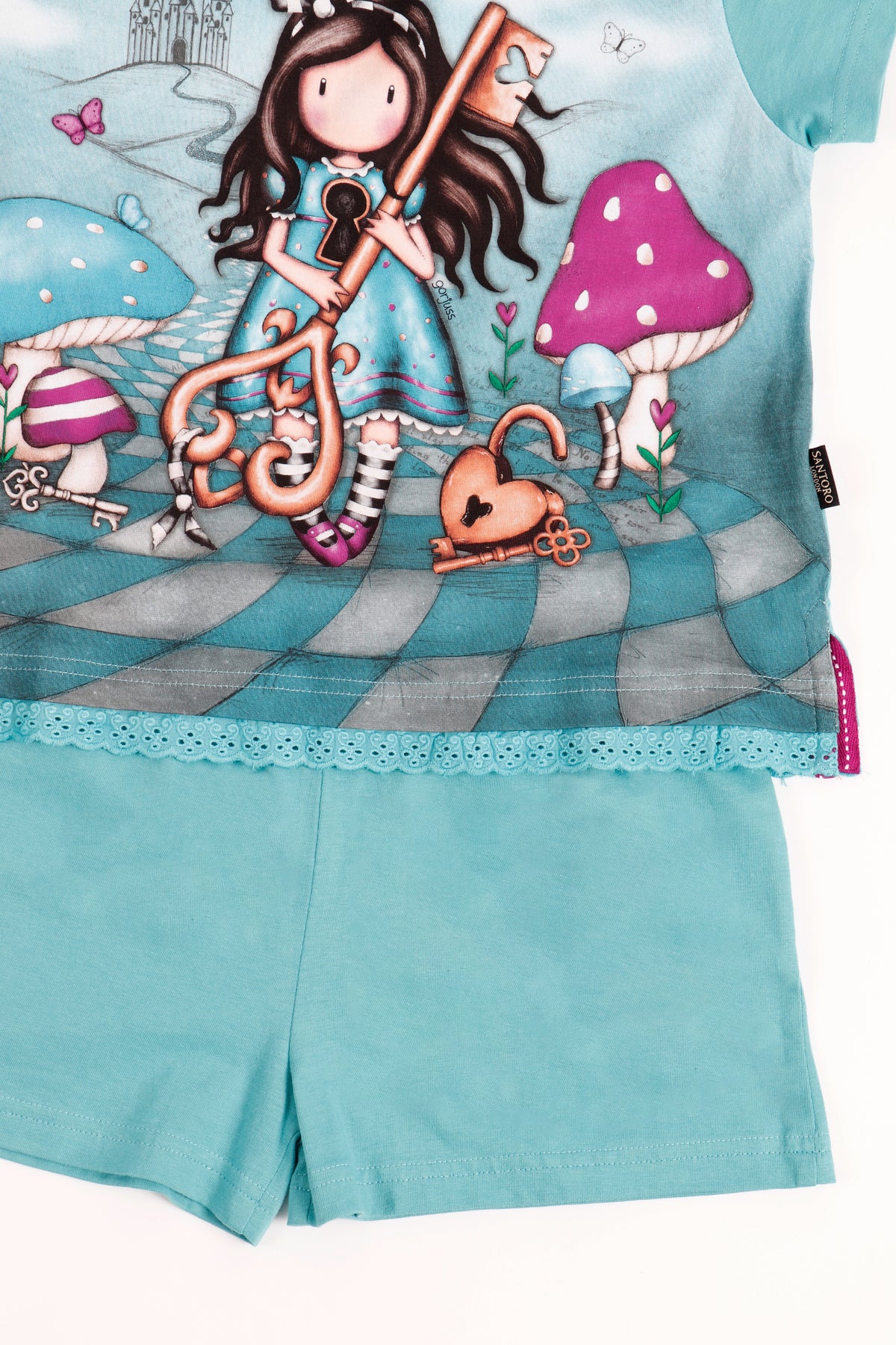 Pigiama bambina Santoro Gorjuss 60831 cotone cotone turchese
