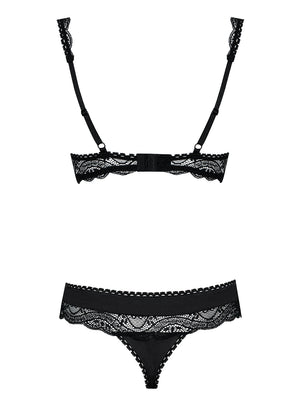 Sexy set Obsessive Miamor seno scoperto + mutandine nero 2 pz