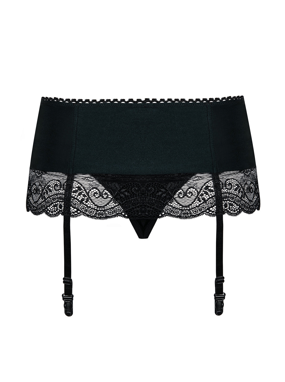Sexy reggicalze + perizoma Obsessive Miamor Garter Belt e thong nero 2 pz.
