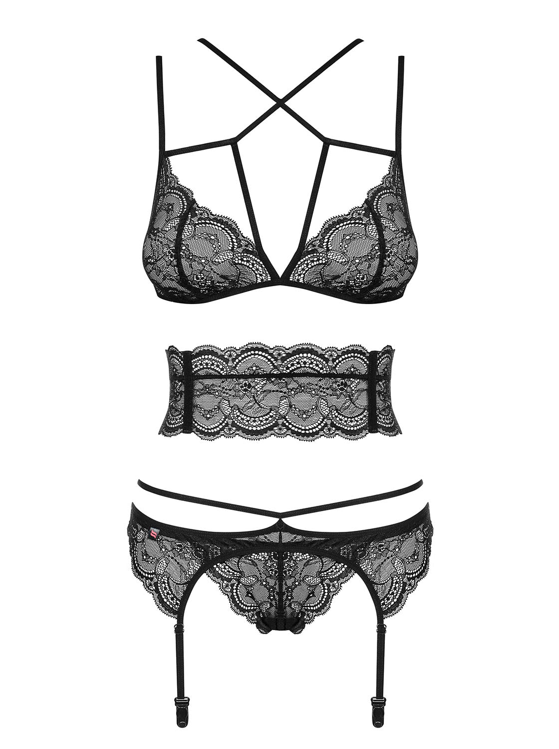 Sexy set Obsessive Frivolla reggiseno perizoma reggicalze cintura 4 pz.