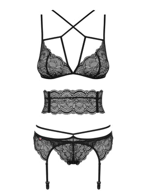 Sexy set Obsessive Frivolla reggiseno perizoma reggicalze cintura 4 pz.