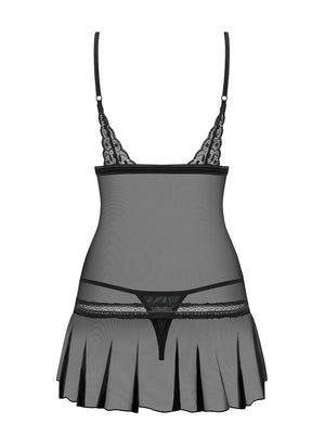 Sexy Coordinato sottoveste + perizoma Obsessive shibu chemise e thong nero