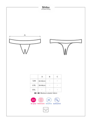Sexy perizoma Obsessive Shibu Crotchless Thong cavallo aperto nero