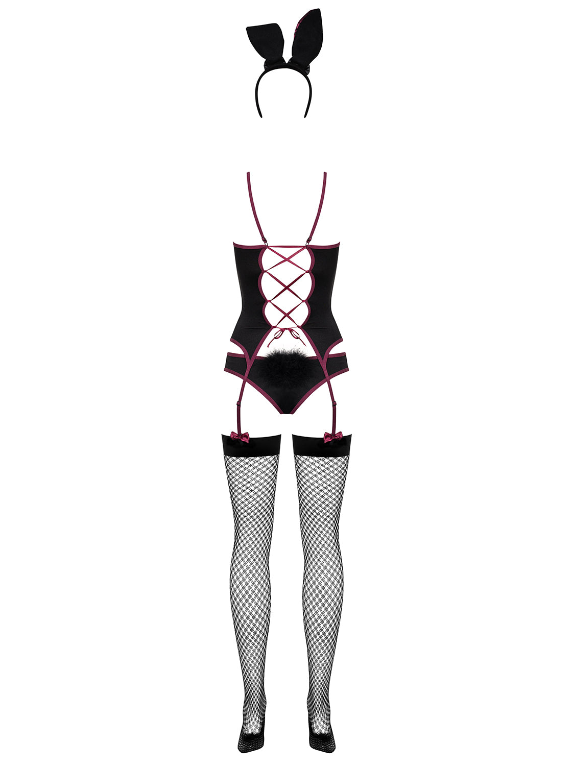 Sexy costume Obsessive Bunny suits da coniglietta nero e viola 4 pz.