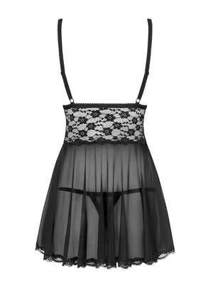 Sexy babydoll + perizoma Obsessive Letica babydoll e thong nero