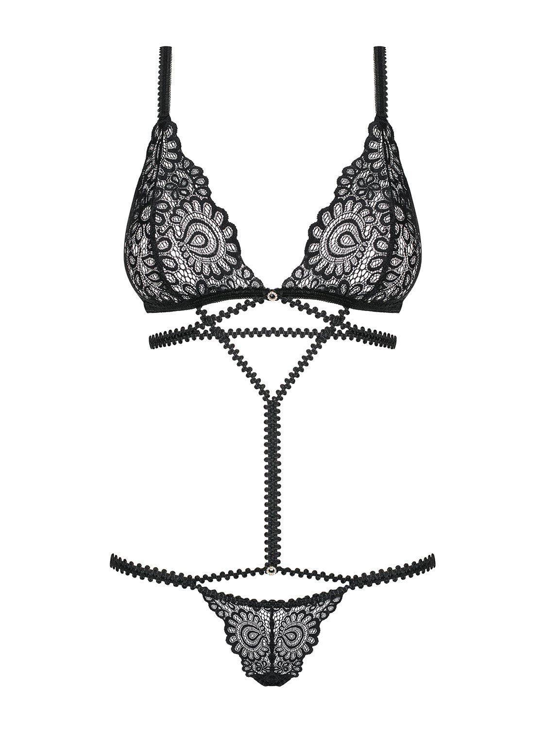 Completino sexy obsessive mixty teddy nero ricamato