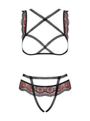Sexy set Obsessive Megies seno scoperto + perizoma cavallo aperto 2 pz.