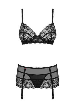 Sexy set reggiseno reggicalze perizoma Obsessive Contica set in pizzo