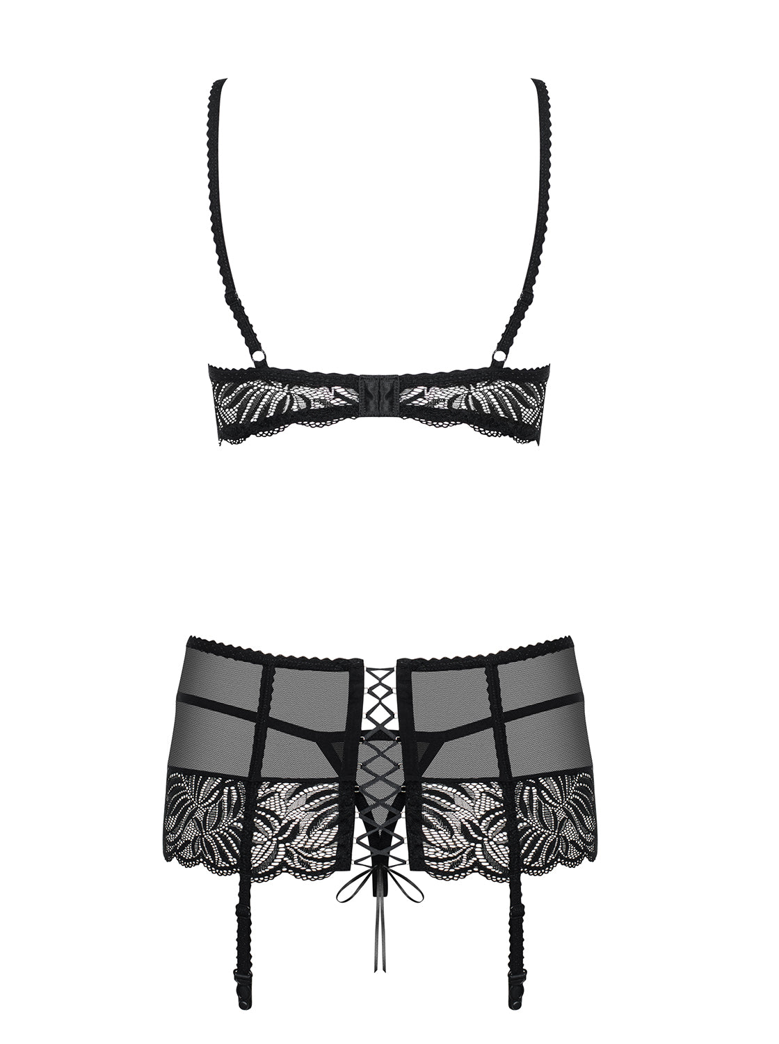 Sexy set reggiseno reggicalze perizoma Obsessive Contica set in pizzo