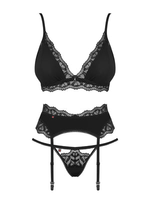 Sexy set Obsessive Arisha 3-pcs-set reggiseno reggicalze perizoma 3 pz.