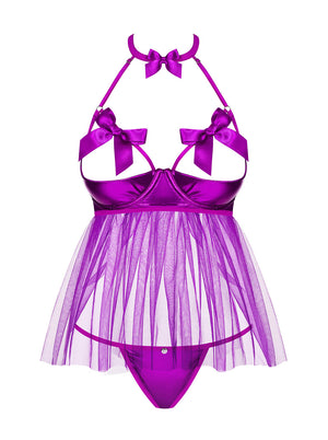 Sexy babydoll + perizoma Obsessive Delishya viola 2 pz.