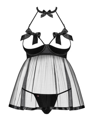 Sexy babydoll + perizoma Obsessive Delishya nero 2 pz.