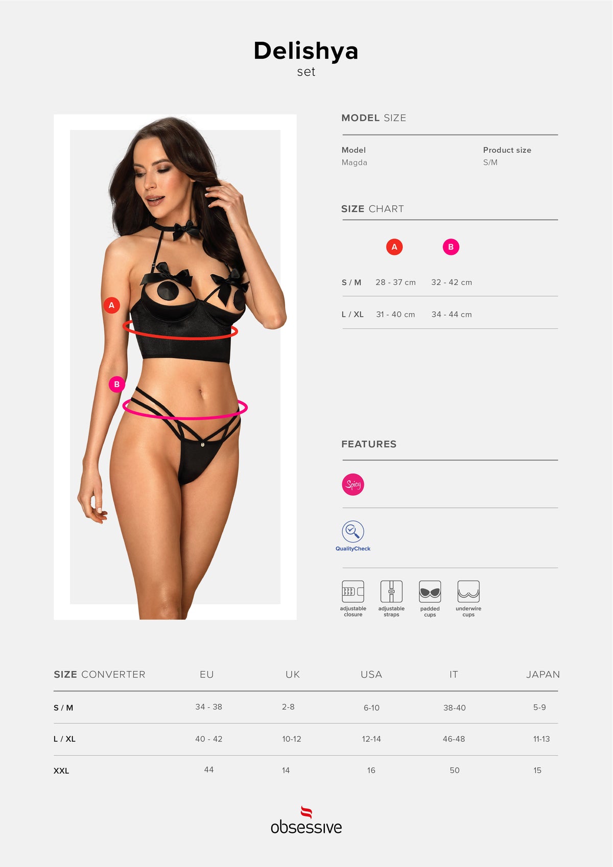 Sexy mezzo corsetto + perizoma Obsessive Delishya set 2 pz.