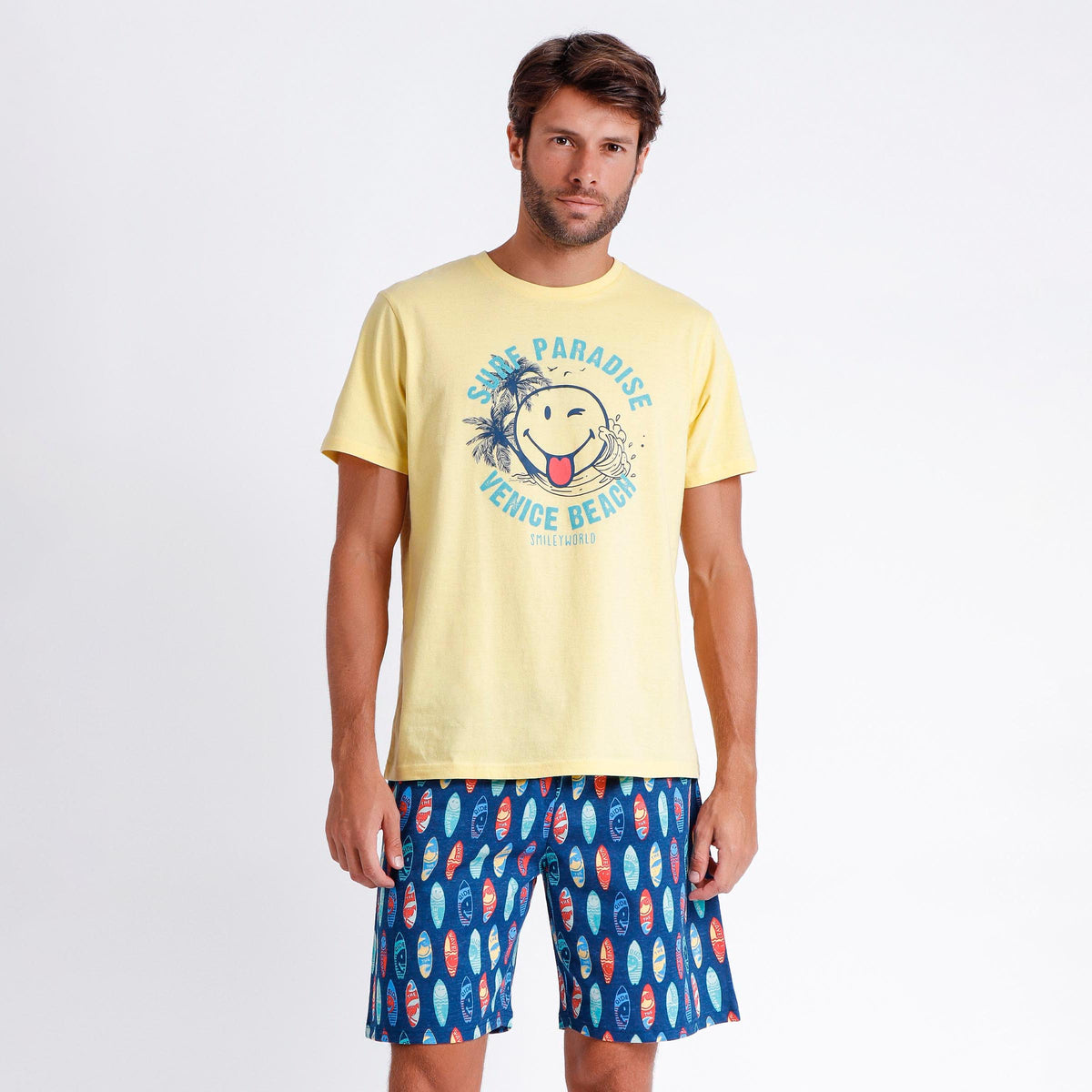 Pigiama uomo estivo Smiley 60994 surf 100% cotone