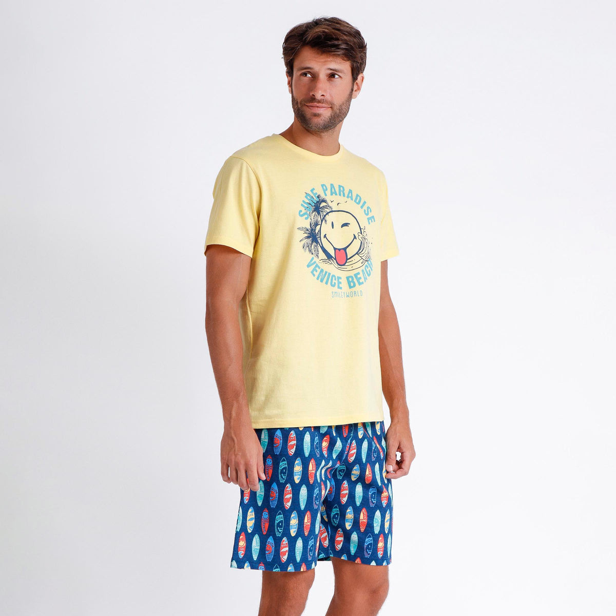 Pigiama uomo estivo Smiley 60994 surf 100% cotone