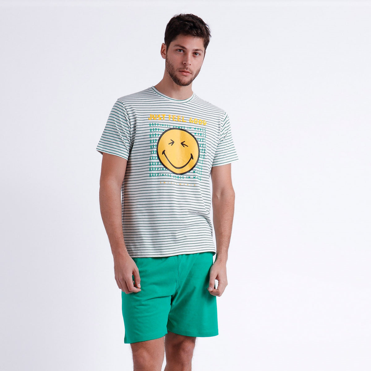 Pigiama uomo estivo Smiley 60999 rigato 100% cotone