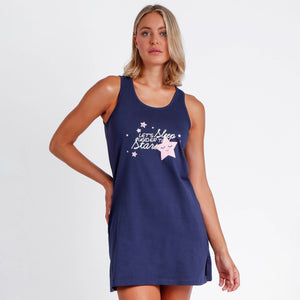 Camicia da notte donna Admas 61100 blu cotone