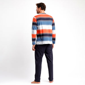 Pigiama uomo lungo in 100% cotone a righe Admas 62136