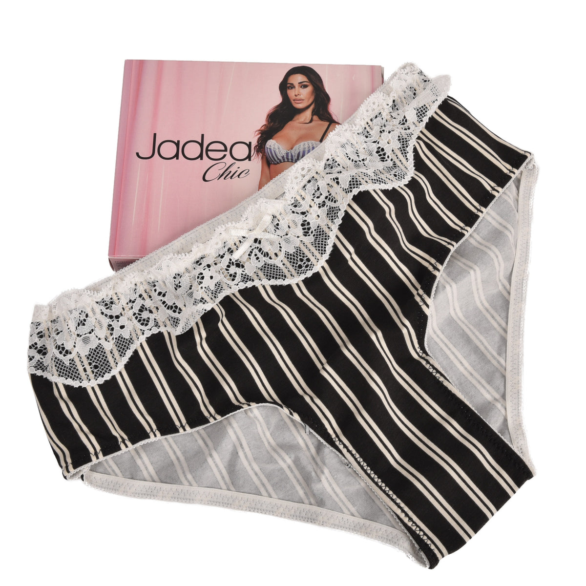 Slip midi Jadea 6323 nero + blu in cotone elasticizzato e pizzo 2 pz