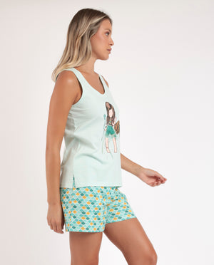 Pigiama Estivo Donna 100% cotone con tartaruga Santoro 63381