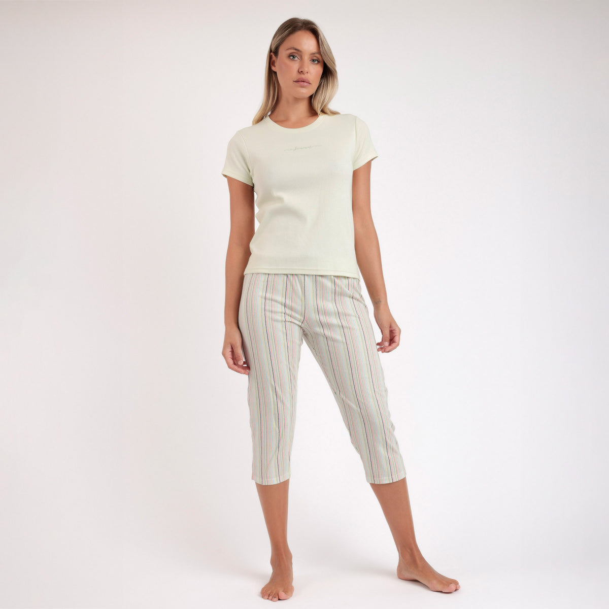 Pigiama Donna in cotone elasticizzato pantalone capri Admas 63568