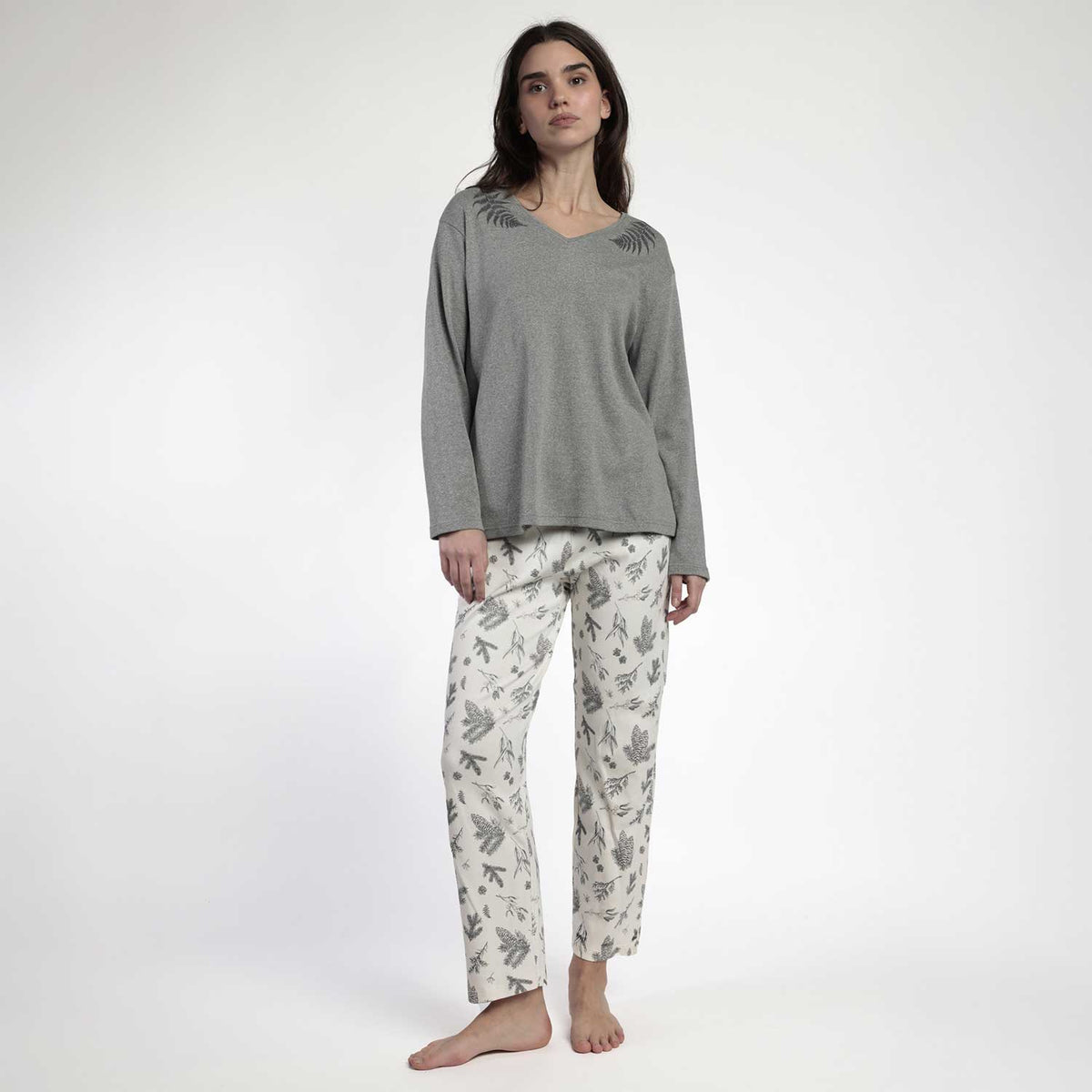 Pigiama donna scollo V in caldo cotone Admas 63591