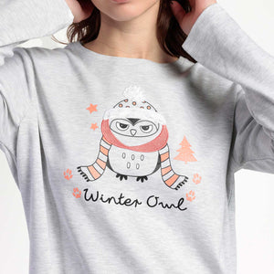 Pigiama donna con gufo caldo cotone Admas 63592