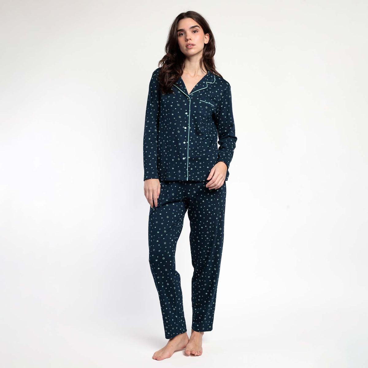Pigiama donna stelline maglia aperta Admas 63594